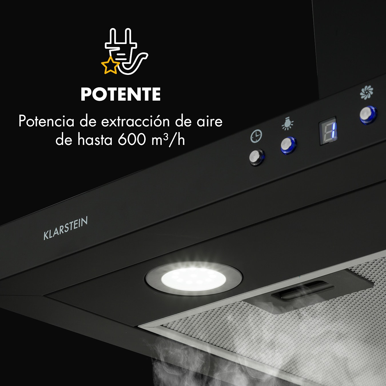 Klarstein Sabia 90 Campana extractora 90 cm 600m³/h LEDs 3 niveles de  potencia Blanco