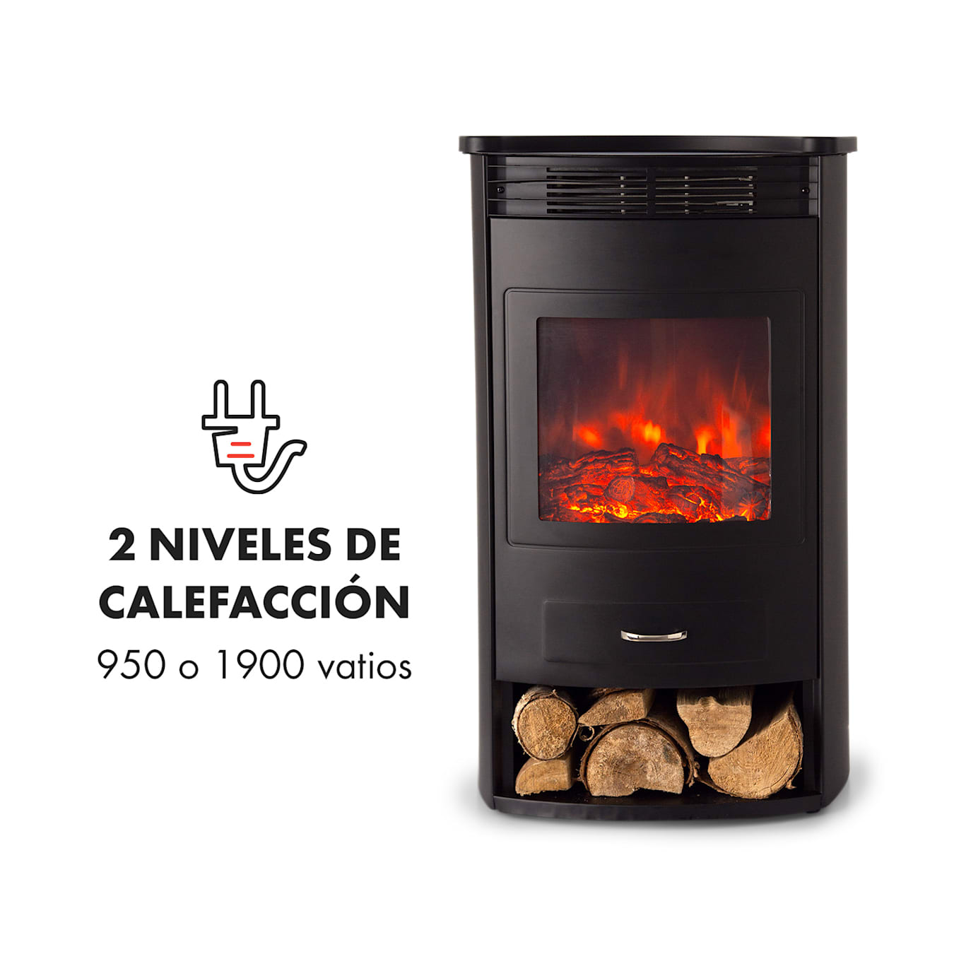 Bormio Smart Chimenea eléctrica, 950/1900W, termostato, temporizador  semanal, Detección OpenWindow, control por app, varios efectos de llama, calefacción conmutable