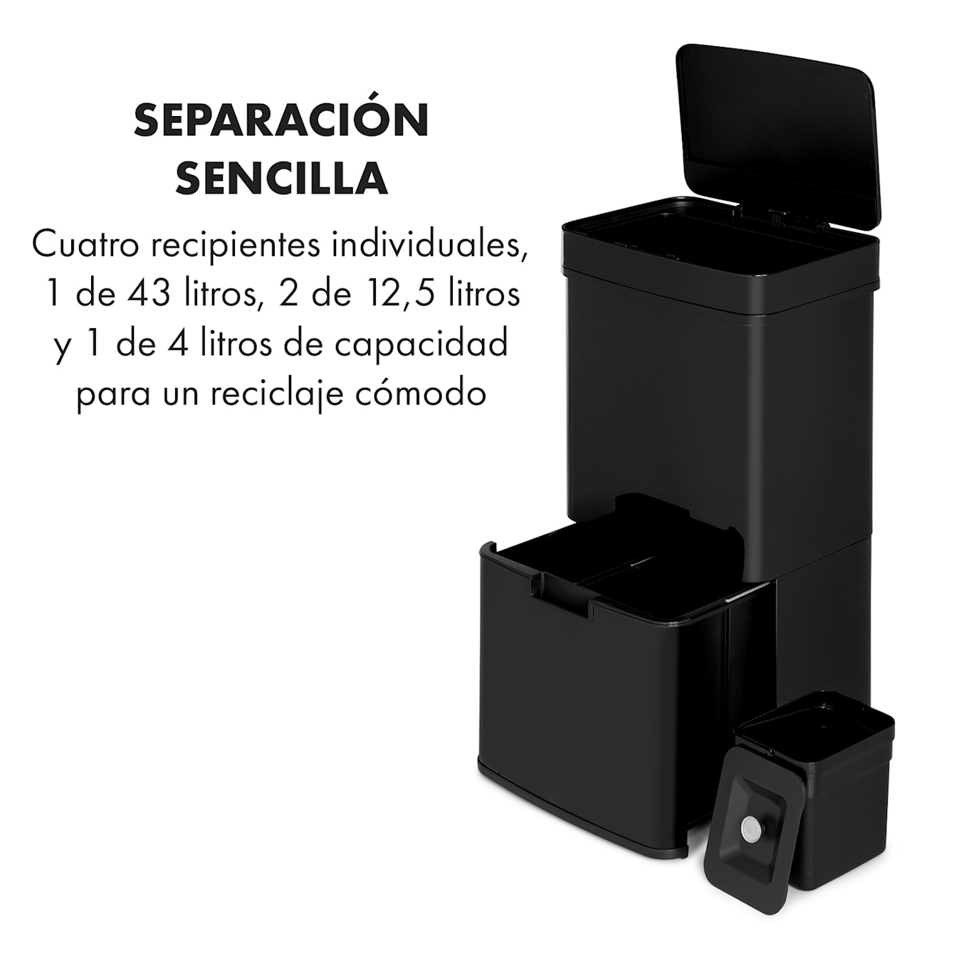 Klarstein Cleansmann Cubo de basura con sensor para bolsas de 50 L ABS  Negro 50 L