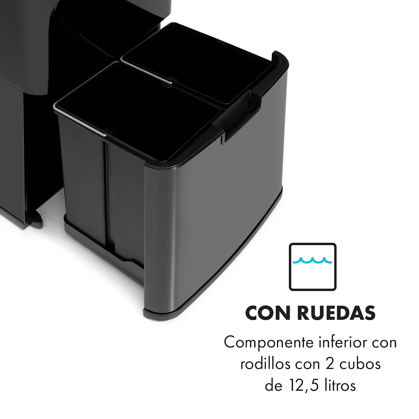 Klarstein Cleanton Cubo de basura redondo con sensor para bolsas de 50 L  ABS Negro