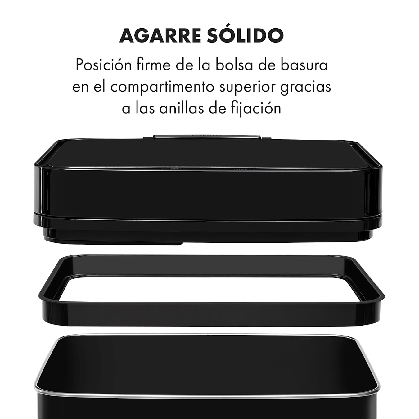 Klarstein Touchless Black Stainless Steel Cubo de basura con sensor de 72 L  Negro