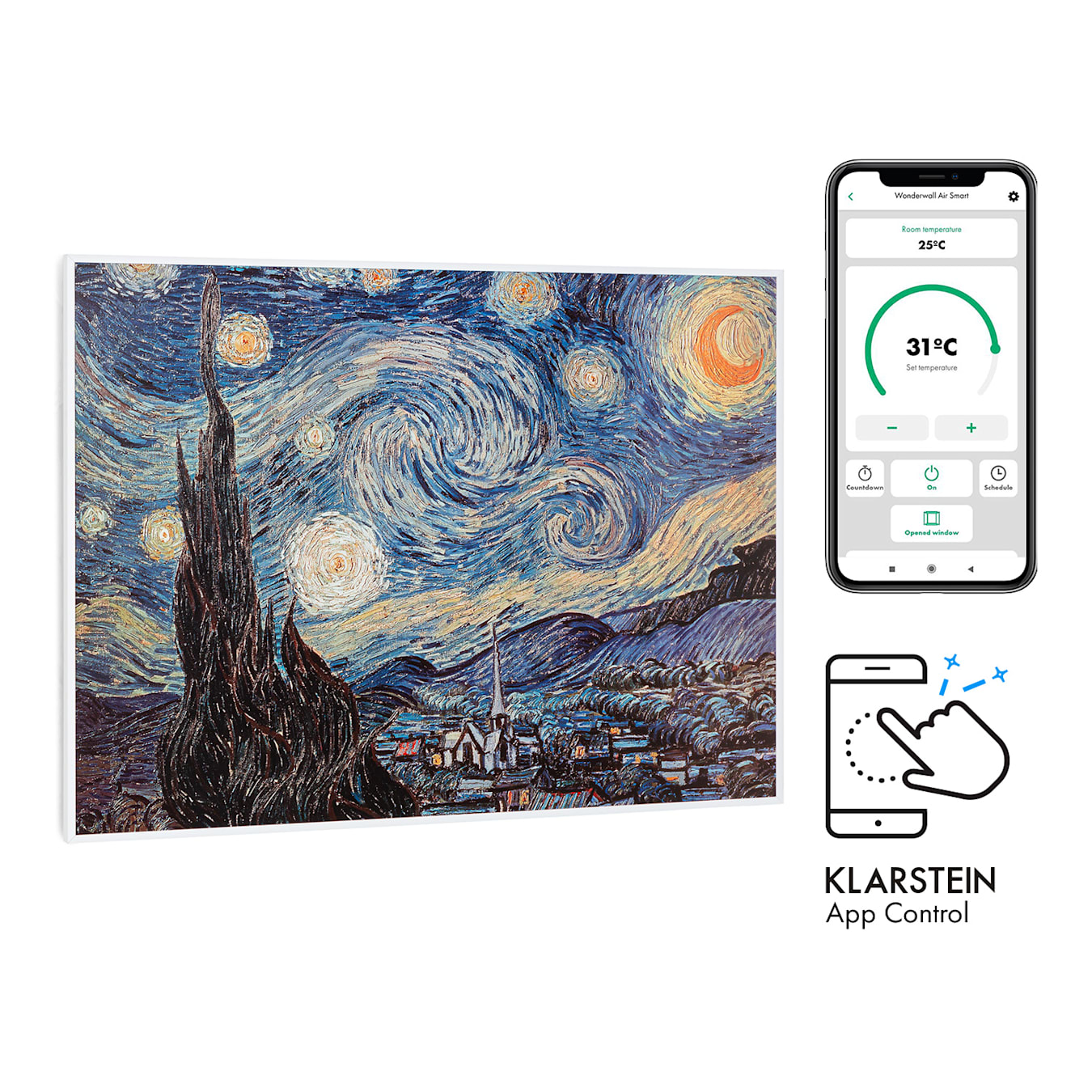 Klarstein Wonderwall Air Art Smart Pannello Radiante Infrarossi 80x60cm  500W Notte Stellata 80 x 60 cm / Design: Starry Night