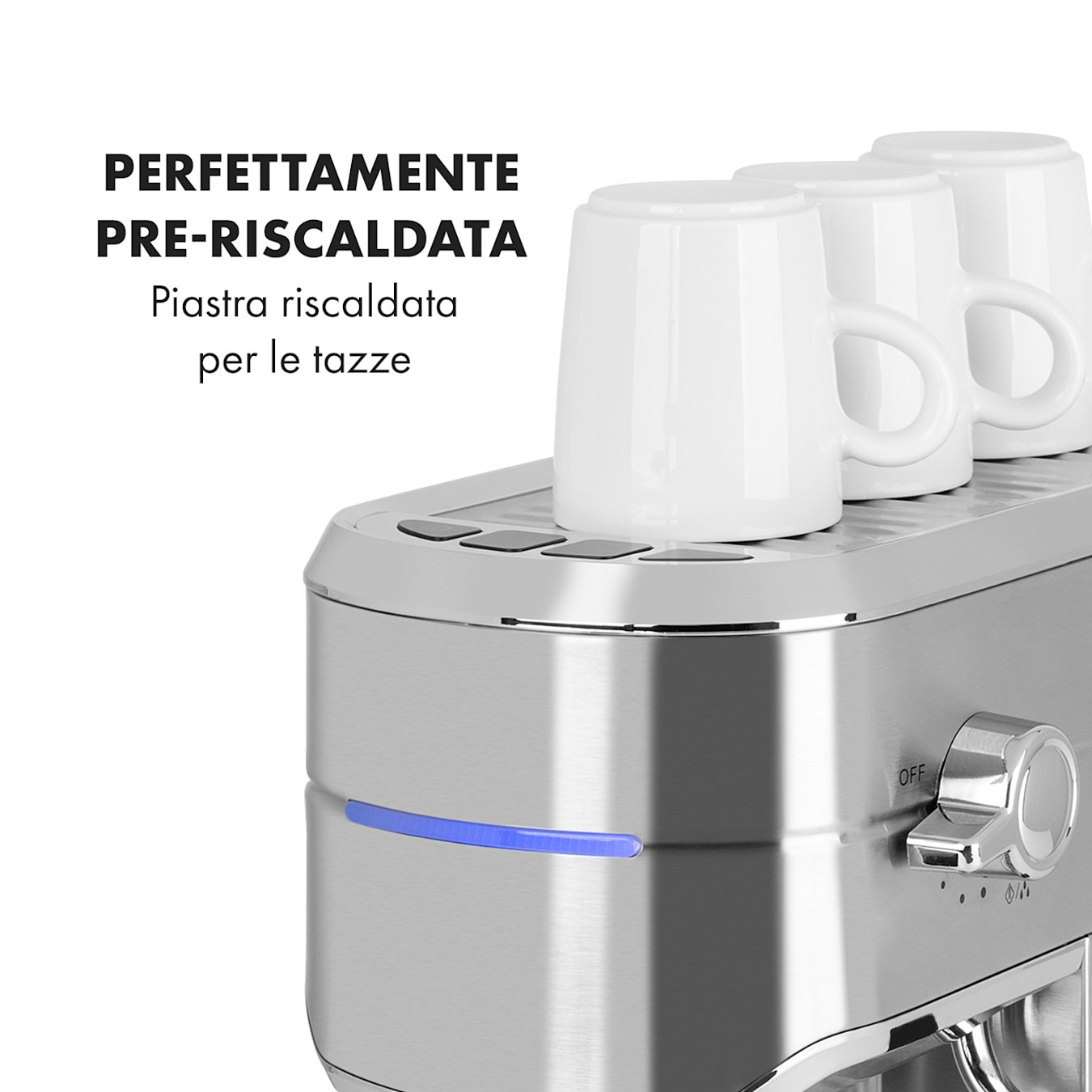 Caffettiera Futura, portafiltro, 1450W, 20 bar, qualità come al bar, sistema di riscaldamento thermo-block, doppio beccuccio, arresto dei  liquidi, funzione schiuma di latte