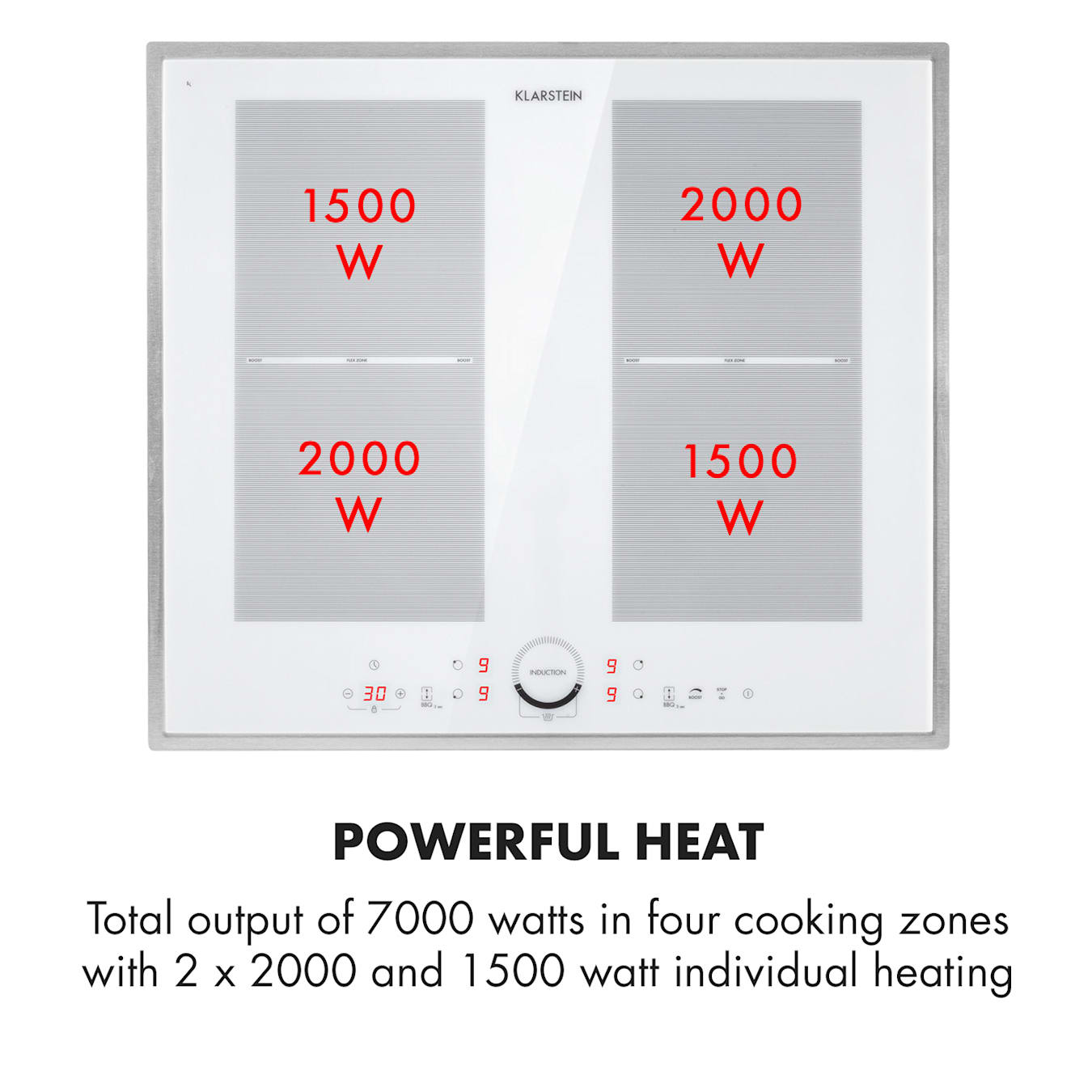 Klarstein Virtuosa Flex 60 table de cuisson à induction 4 zones