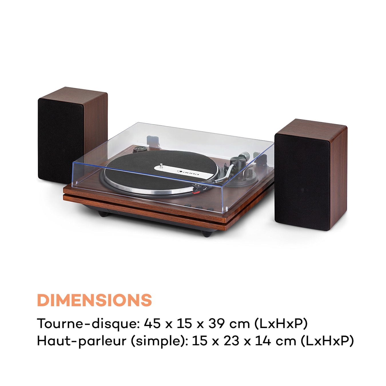 TT-Play PLUS Platine vinyle enceintes 20 Wmax. BT 33/45 tpm Brun