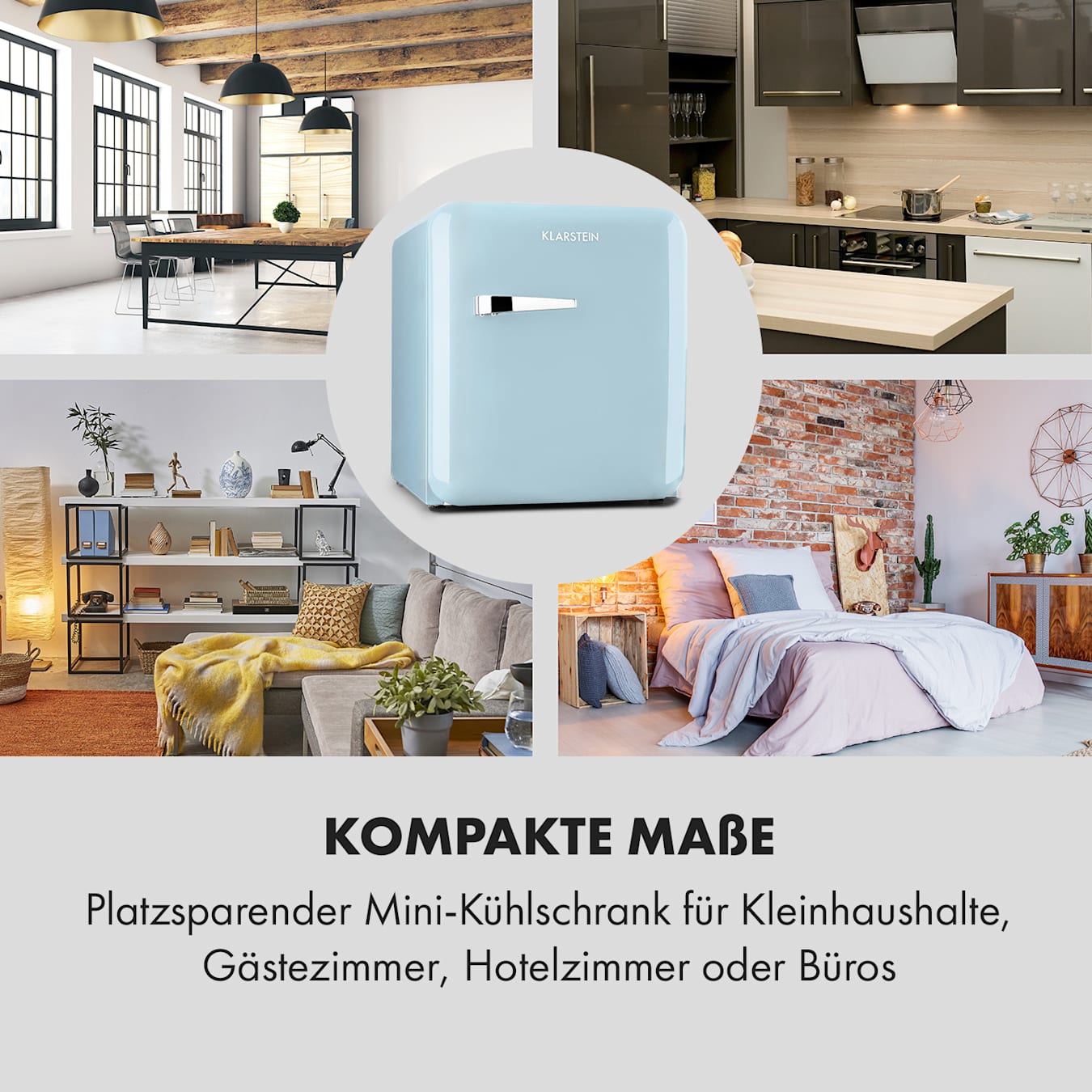 Audrey Mini 2in1 Kühlschrank, Mini-Bar, kompakt, freistehend, Kompressionskühlung, 37 Liter Fassungsvermögen, Kühlung: 0 - 10 °C, Energieeffizienzklasse F, separates 5 Liter 2-Sterne-Eisfach, 37 Ltr