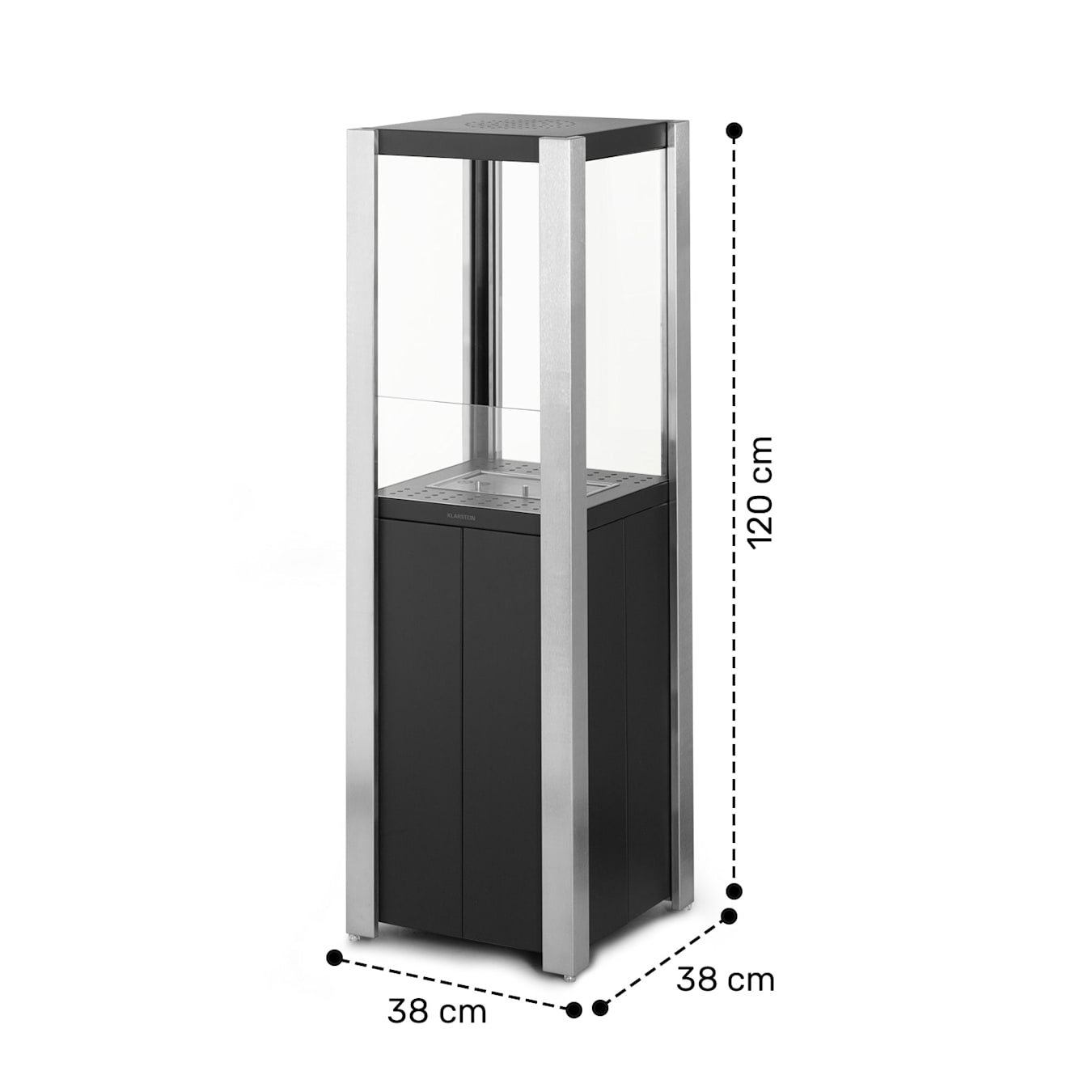 Cheminée bio en acier et verre avec un brûleur de 700 ml.