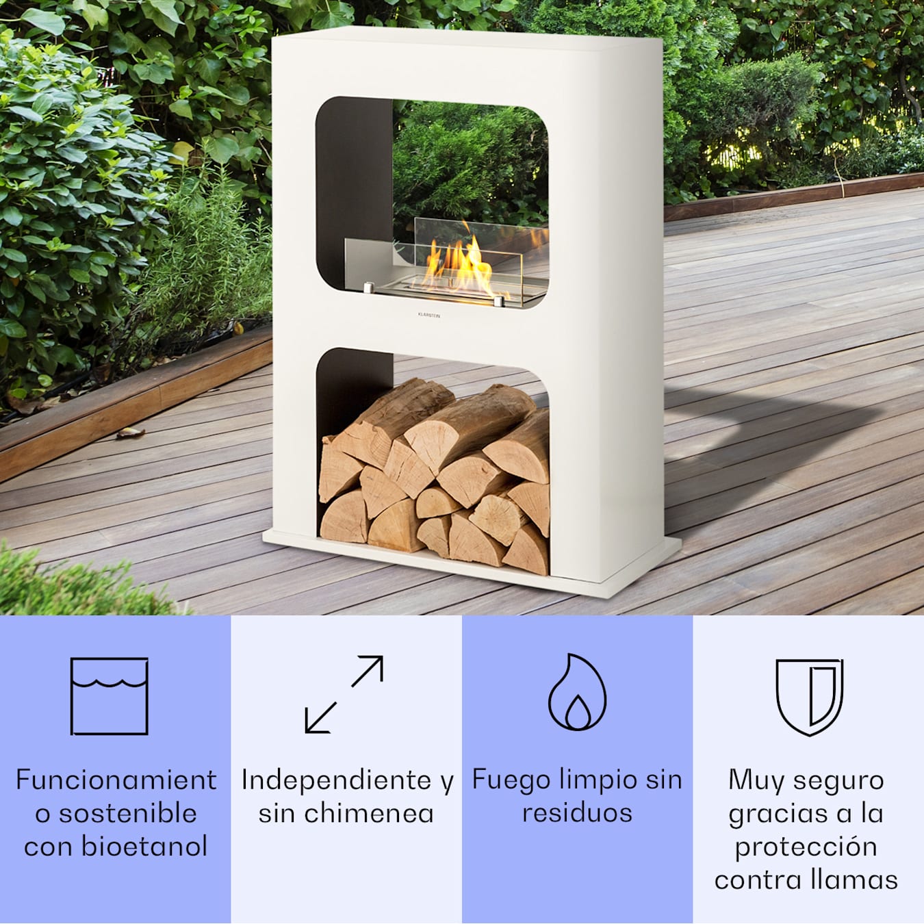 Chimenea de etanol Phantasma Peña Chimenea de interior Chimenea de mesa, sin humo y sin olor, quemador de bioetanol, depósito de 1500 ml, tiempo  de combustión: 4 - 6 horas máx.