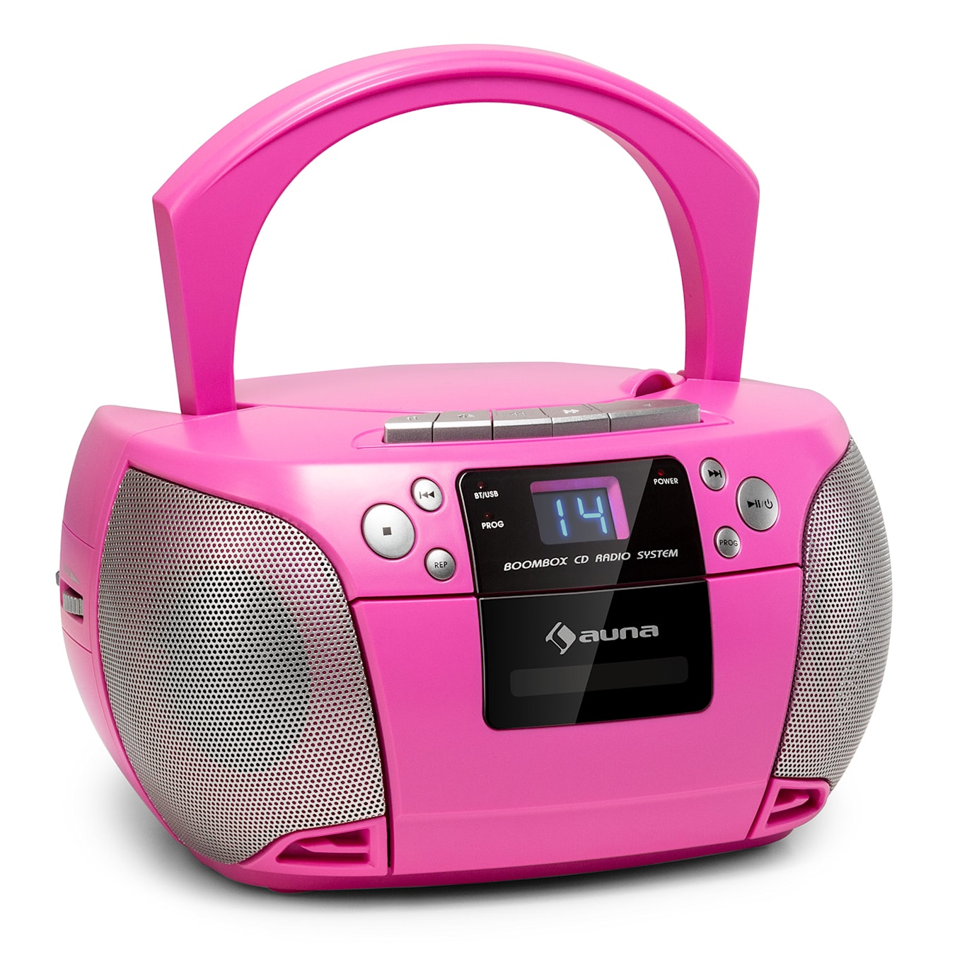 Harper CD Boombox Lecteur CD Cassette Bluetooth FM AUX USB Rose Pourpre