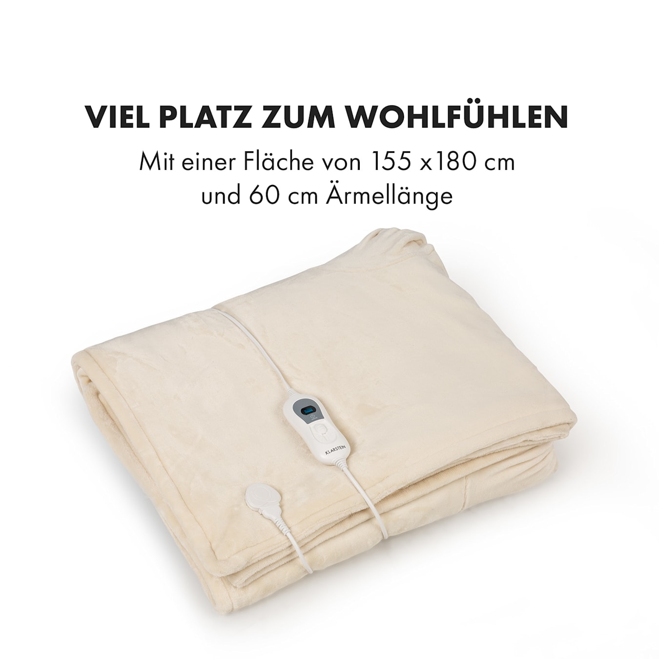 Klarstein Slanket | Heizdecke | 120 Watt | Ärmel 155 x 180 cm | Warmes Taupe