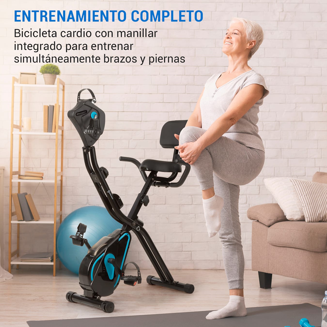 Azura M1 Bicicleta estática Plegable Pulsómetro 100kg Basic