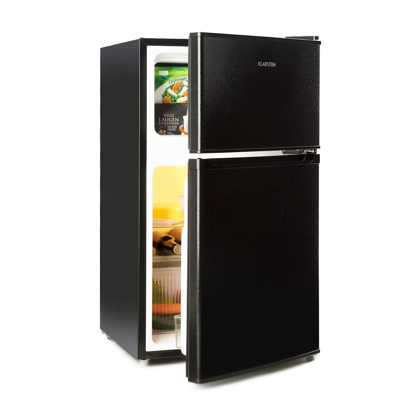Kombinált hűtőszekrény, Big Daddy Cool, hűtőszekrény fagyasztóval, 61/26  literes, 40 dB, F, fekete 87 Ltr | Fekete