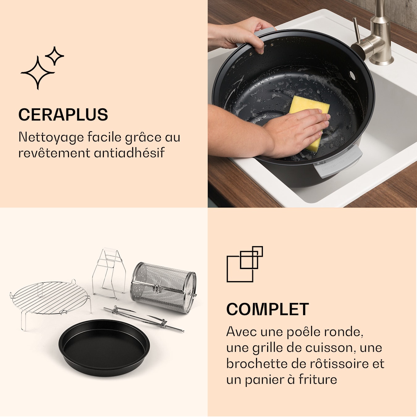 VitAir Smart AirFryer Friteuse à air chaud, 1400W, SmartFry : commande  par l'application Klarstein, températures jusqu'à 230 °C, répartition  uniforme de la chaleur grâce à 3D AirDynamics