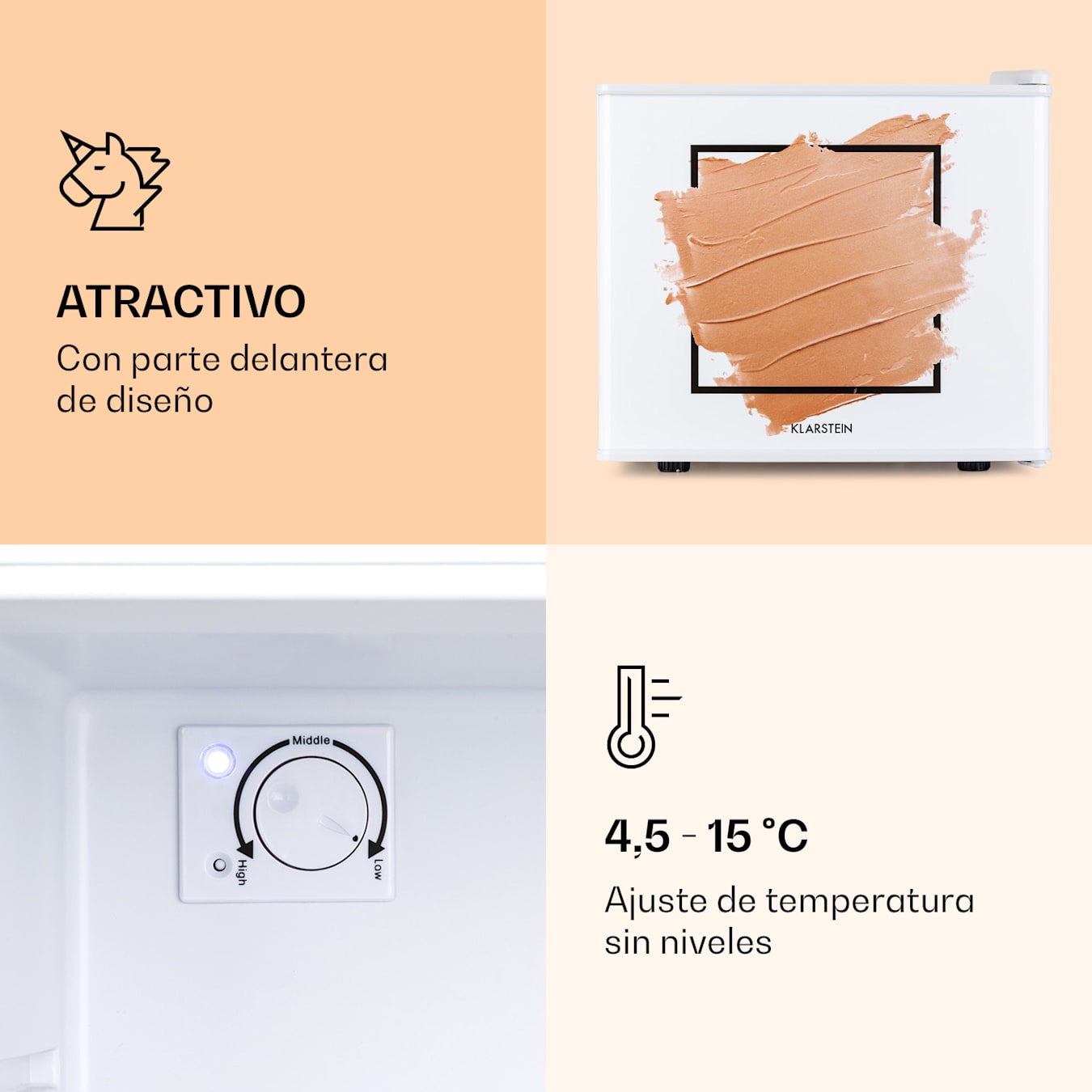 Nevera para cosméticos Pretty Cool, 17 litros, temperatura: 4,5 - 15 °C, 3 ajustes, termoeléctrica, independiente, silenciosa, belleza, cuidado  de la piel, mini nevera, minibar