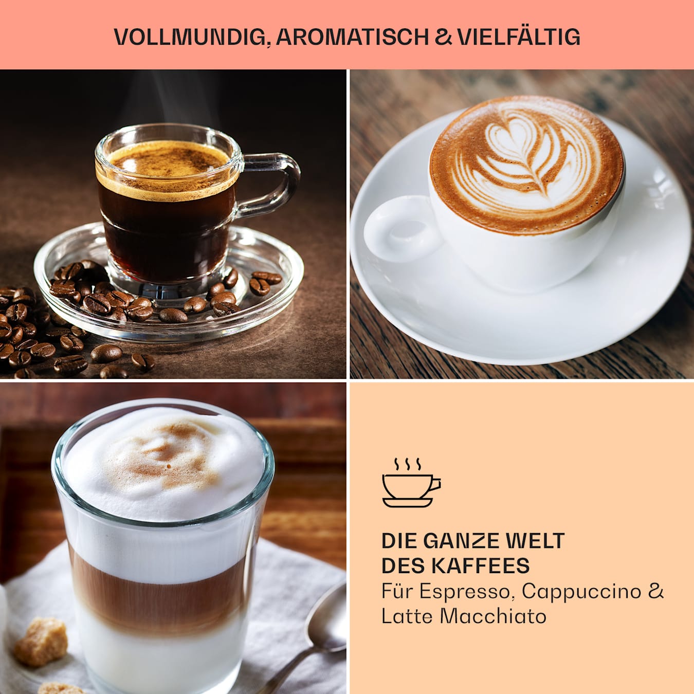 KLARSTEIN Macchinetta Espresso 1.8L a Cialde, Caffè Macinato e Cappuccino,  In Acciao Inox, 1350W con Montalatte : : Casa e cucina