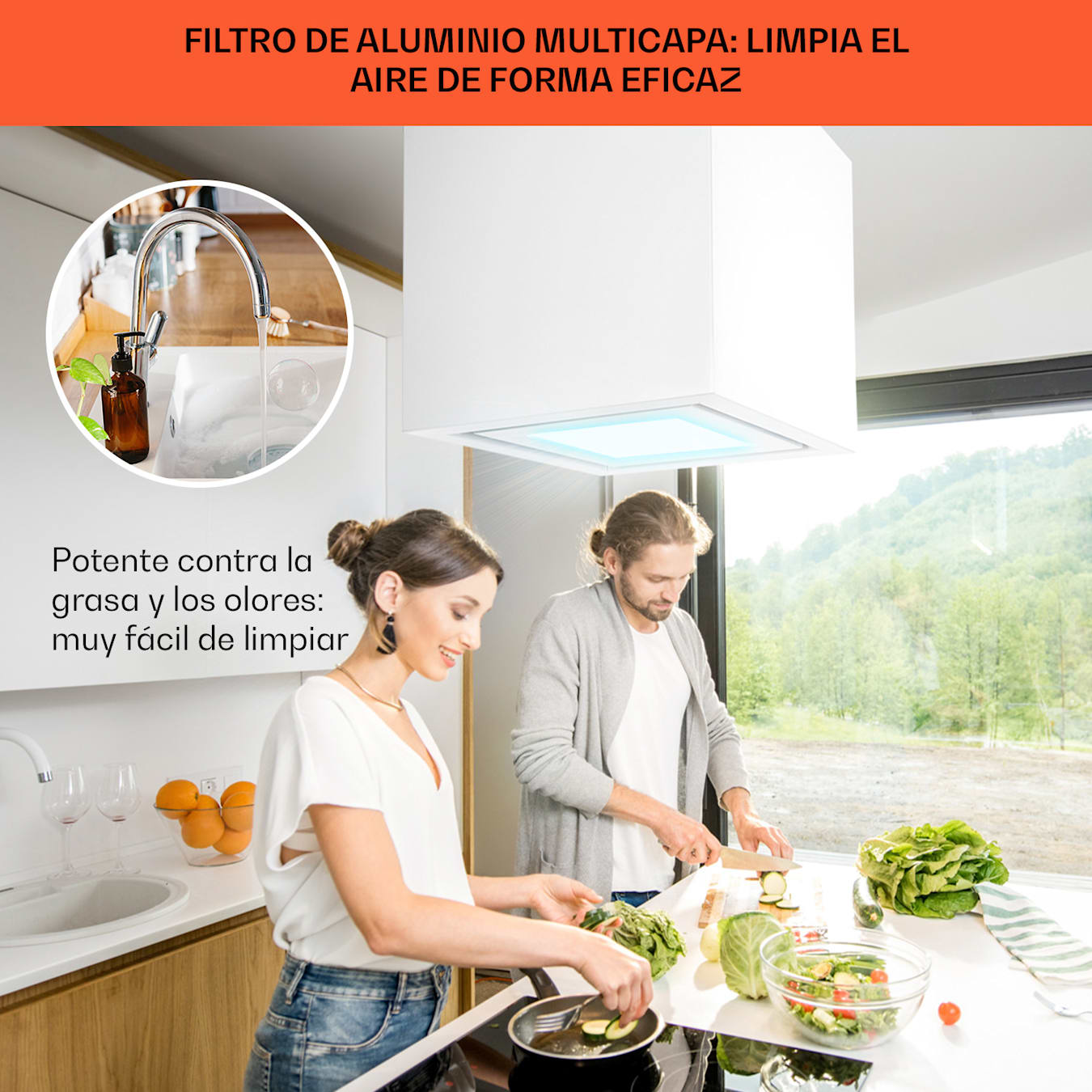 Klarstein Campana Extractora Isla para Cocina, Extractor Cocina