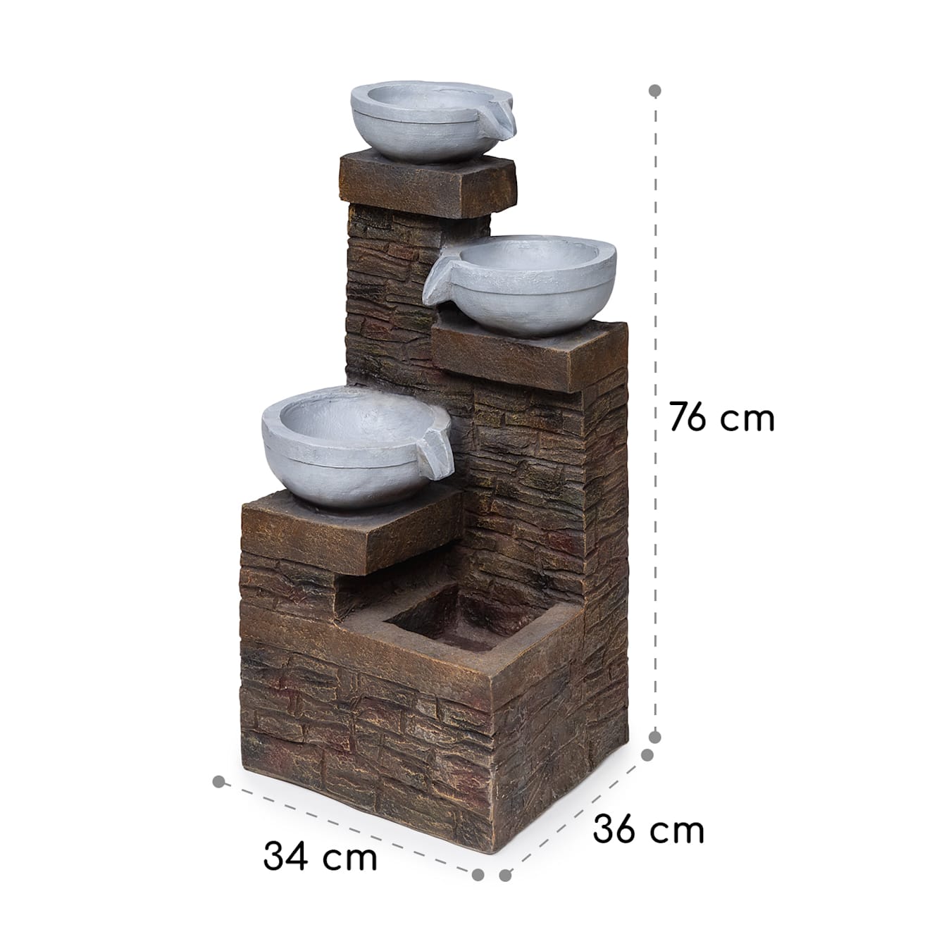 Fontaine solaire Stonehenge éclairage LED Polyresin batterie Lithium Ion 30  x 50 x 26,5 cm