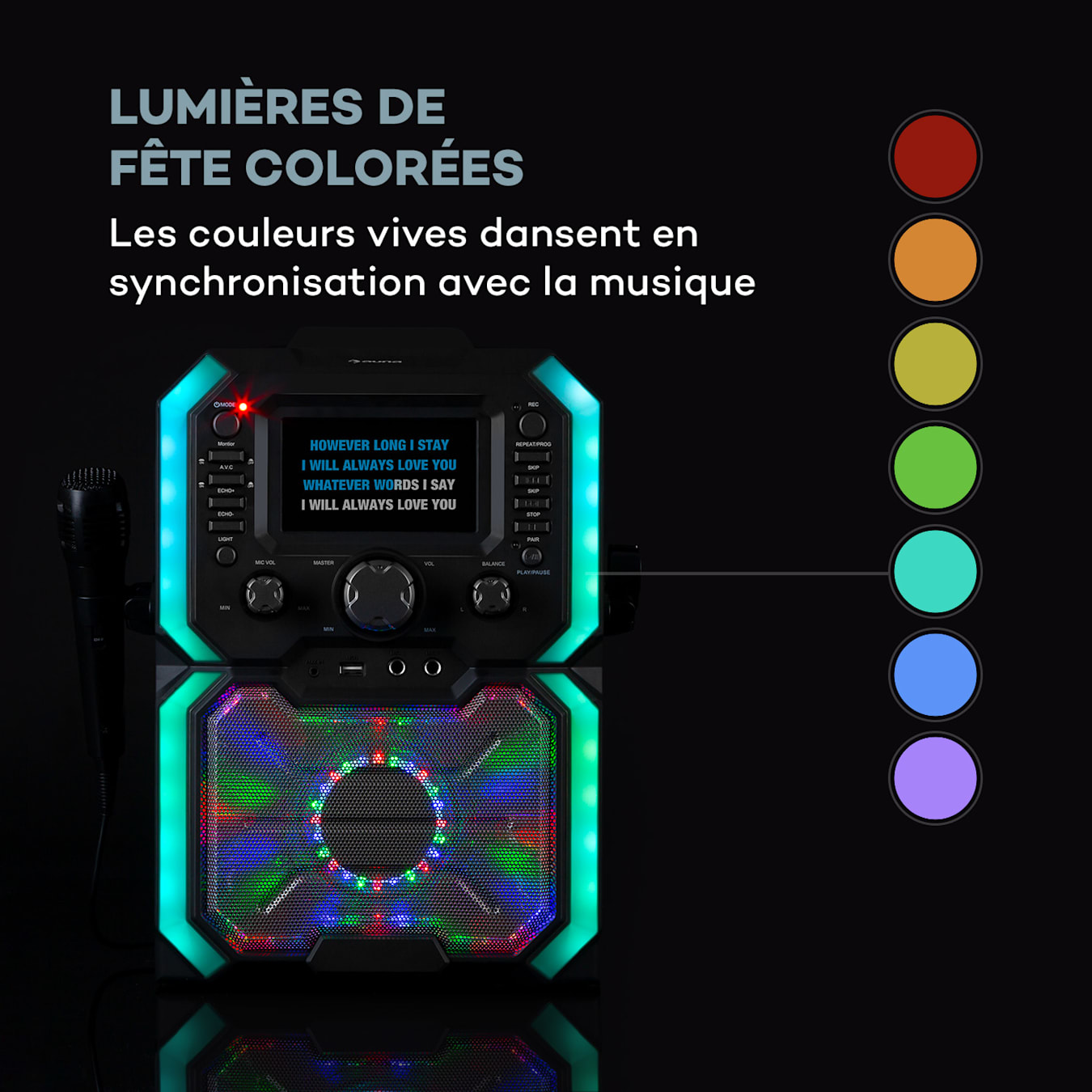 Auna rockstage led chaîne karaoké lecteur cd bluetooth usb aux jellyball -  blanc AUNA Pas Cher 