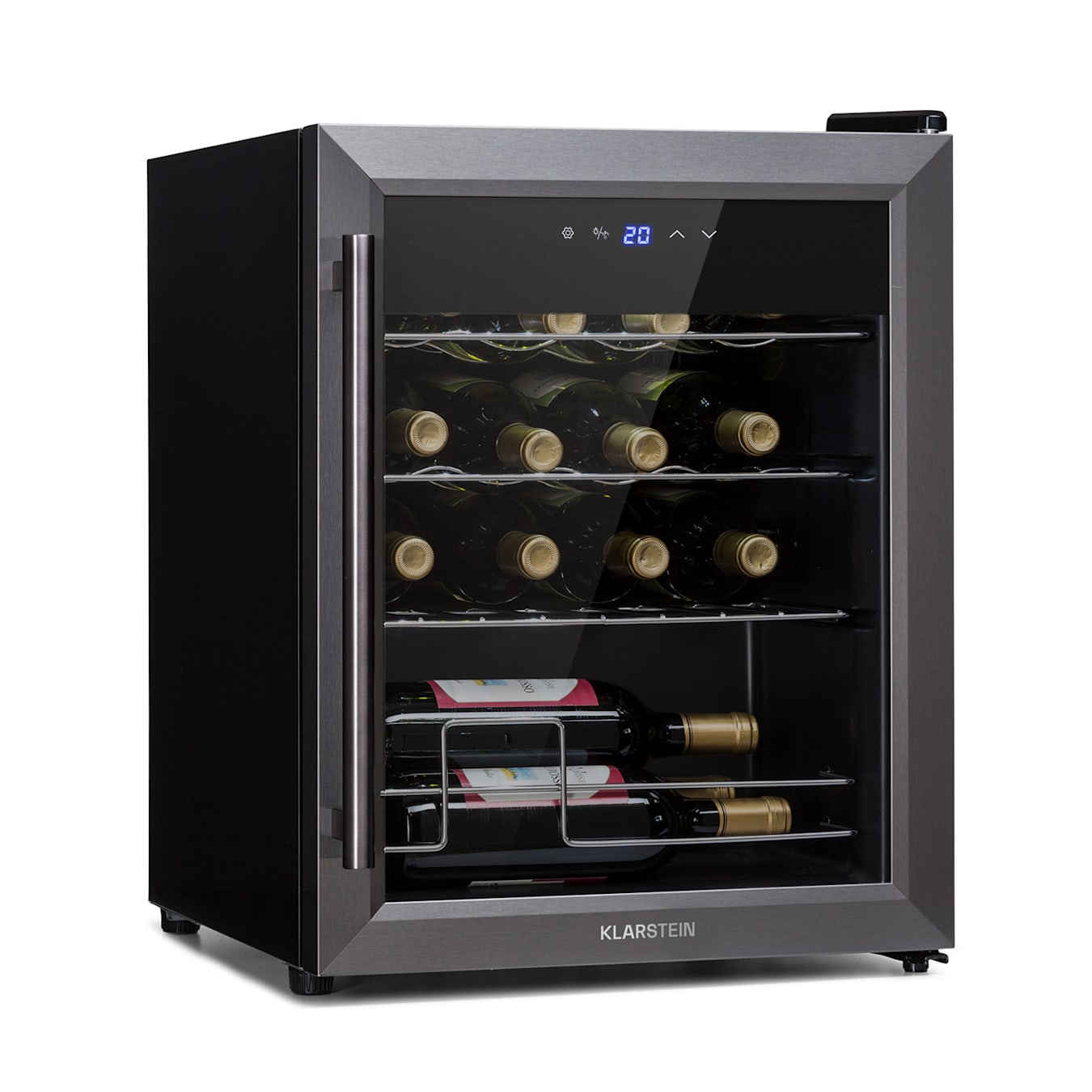 een keer Carrière binair Ultimo 16 Uno wijnkoelkast | 16 flessen | 42 liter | 5-18 °C | 56 cm hoogte  | UV-bescherming | leddisplay | interne verlichting | compressor |  vrijstaand | wijnkoeler | wijnklimaatkast Zwart