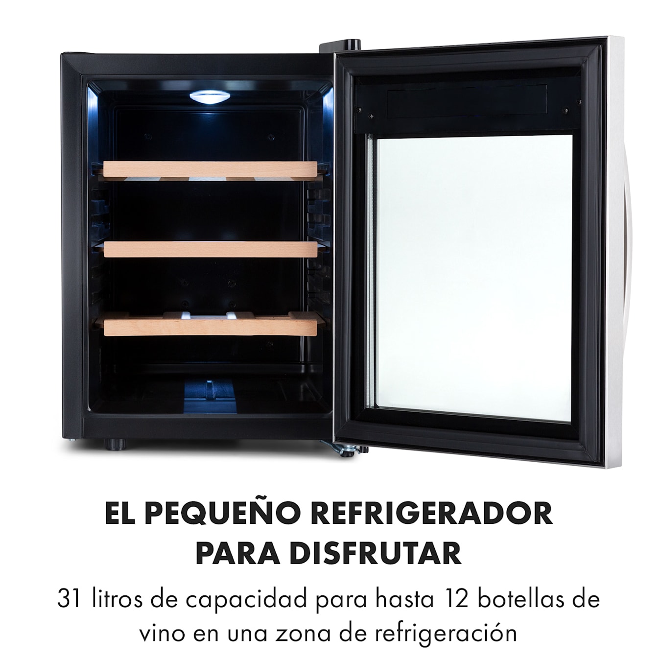 Nevera para vinos Reserva 12 Uno, 12 botellas, 31 litros, acero inoxidable  1 zona de refrigeración