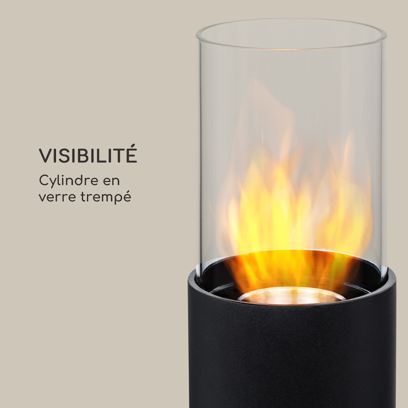 Cheminée à l'éthanol Fiamme Scoppi, durée de combustion : 5 à 6 heures, pour l'intérieur et l'extérieur, 3L, verre trempé, tôle d'acier, brûleur en acier inoxydable