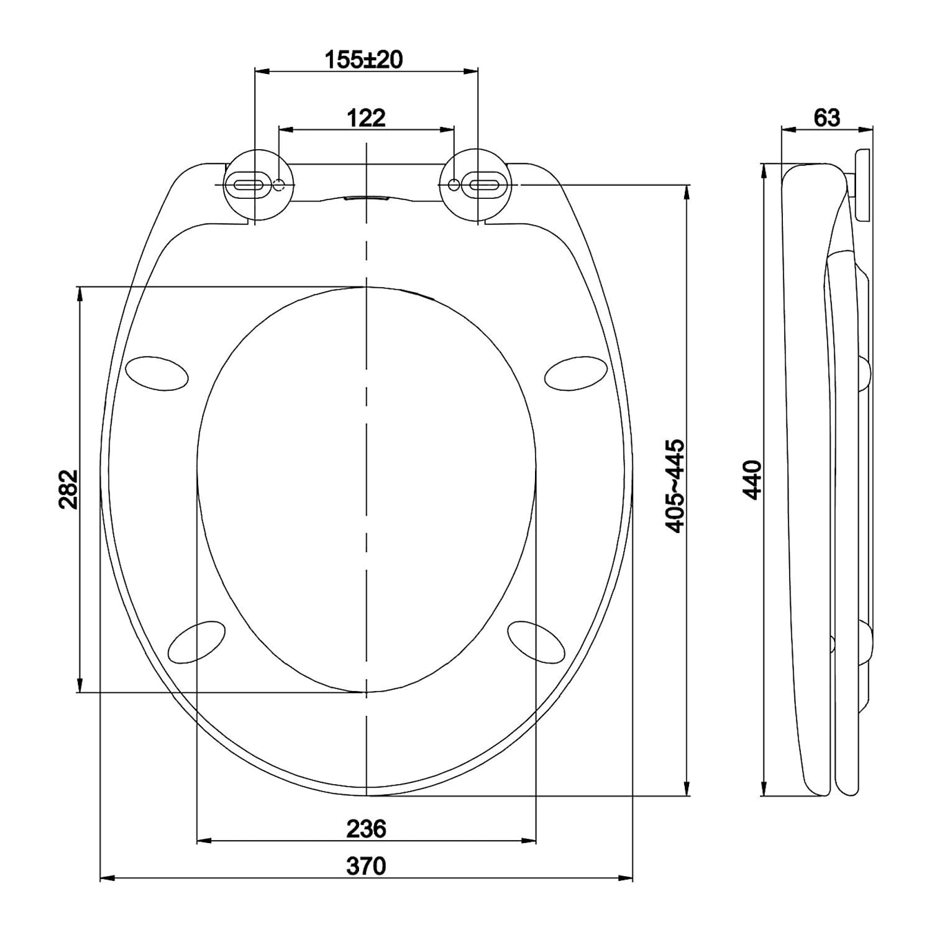 Lamera abattant WC siège de toilette, forme carrée, Fermeture douce, amovible, antibactérien, en Duroplast et inox