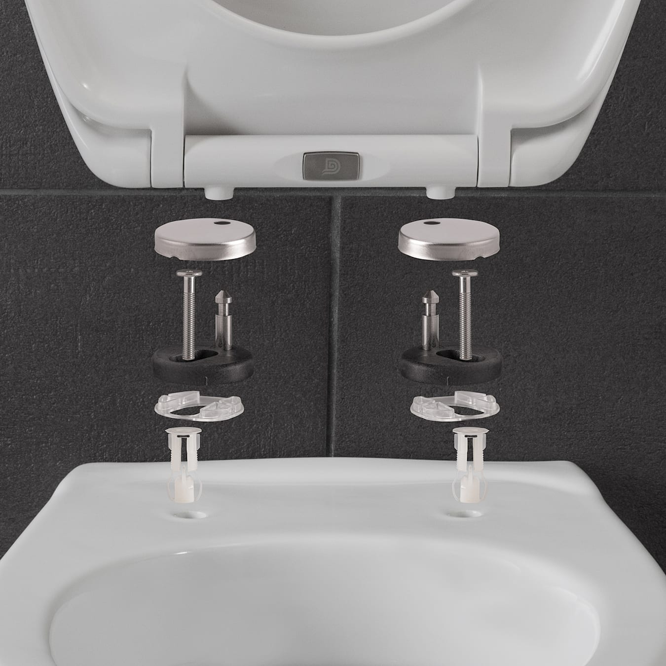 Tapa WC Universal (Blanco, Forma Cuadrada) Cierre Automático Y Suave,  Desmontable, Tapa WC Cierre Lento, WC Inodoro Completo, Taza WC, Funda Tapa  WC