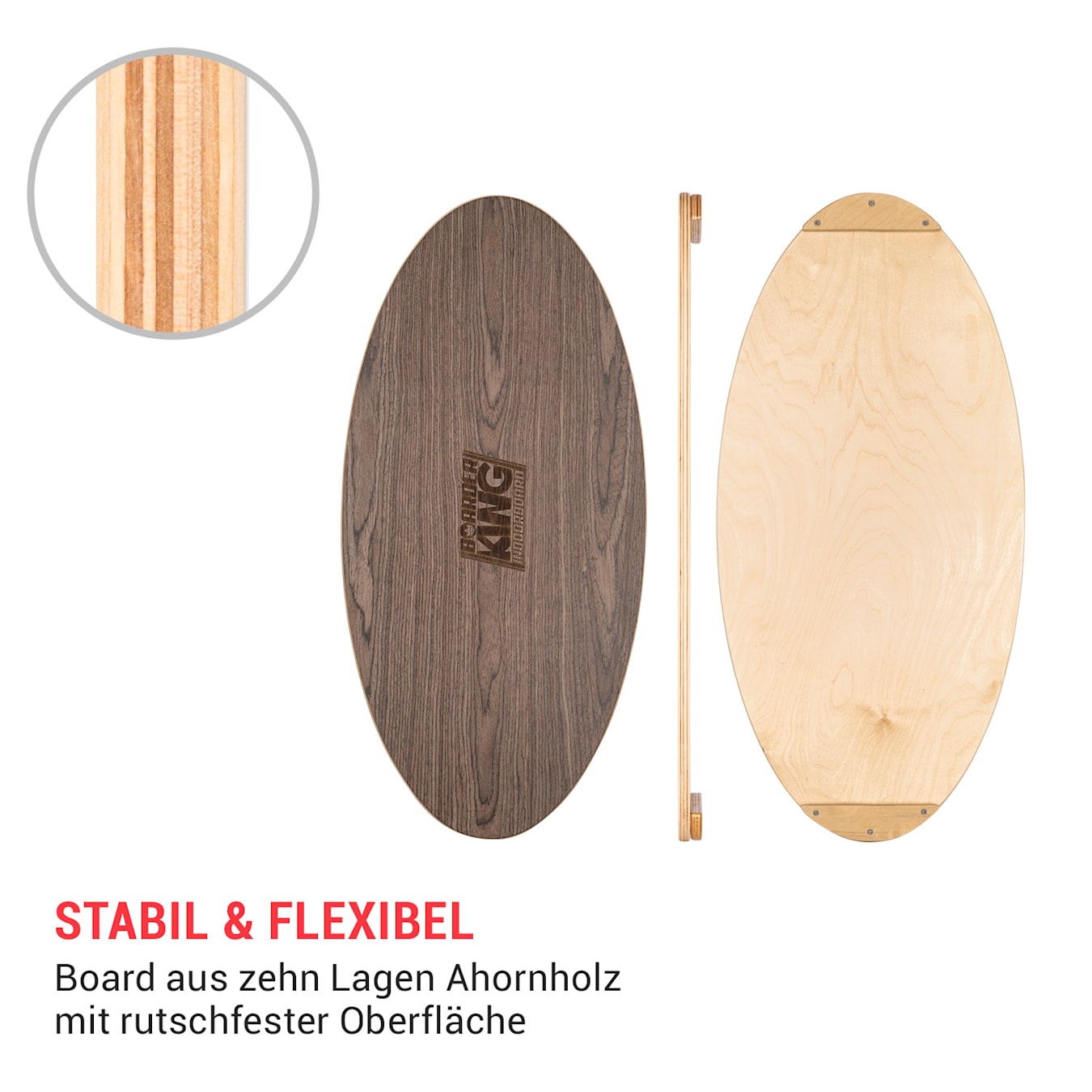 Indoorboard Allrounder Balanceboard Skateboard Surfboard Trickboard | & Korkrolle Material: & Bodenschutzmatte 10/40 | Balance Board inkl. Allround Holz | rutschfester Walnuss Kork Shape