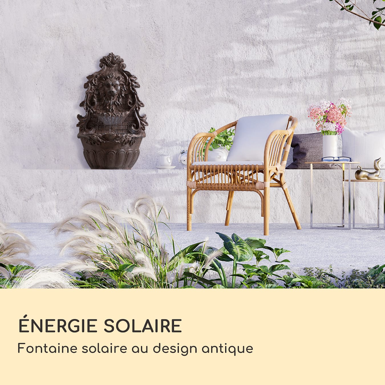 Fontaine solaire avec lumières LED, pompe de fontaine de bain d