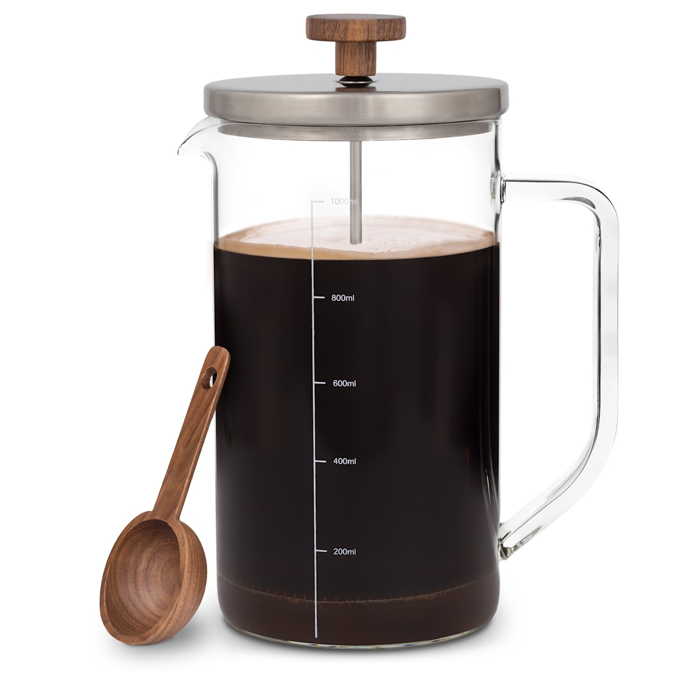 Ristretto, French Press, 1 Litre, Borosilicate Glass, Stainless