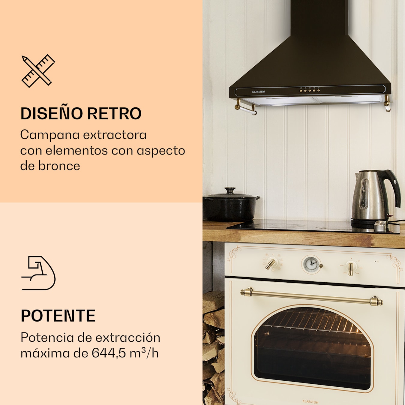 Campana extractora Victoria 60, 60 cm, rendimiento del aire de salida:  645 m³/h, barras, 3 niveles de potencia, 2 lámparas LED, 2 filtros de  grasa de aluminio