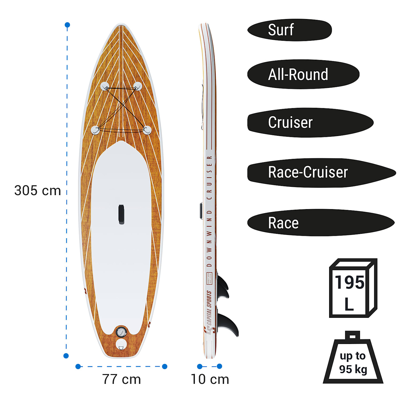 Paddle Surf Con Asiento ALPIDEX Tand Up Paddle Et UP 320 X 76 X 15