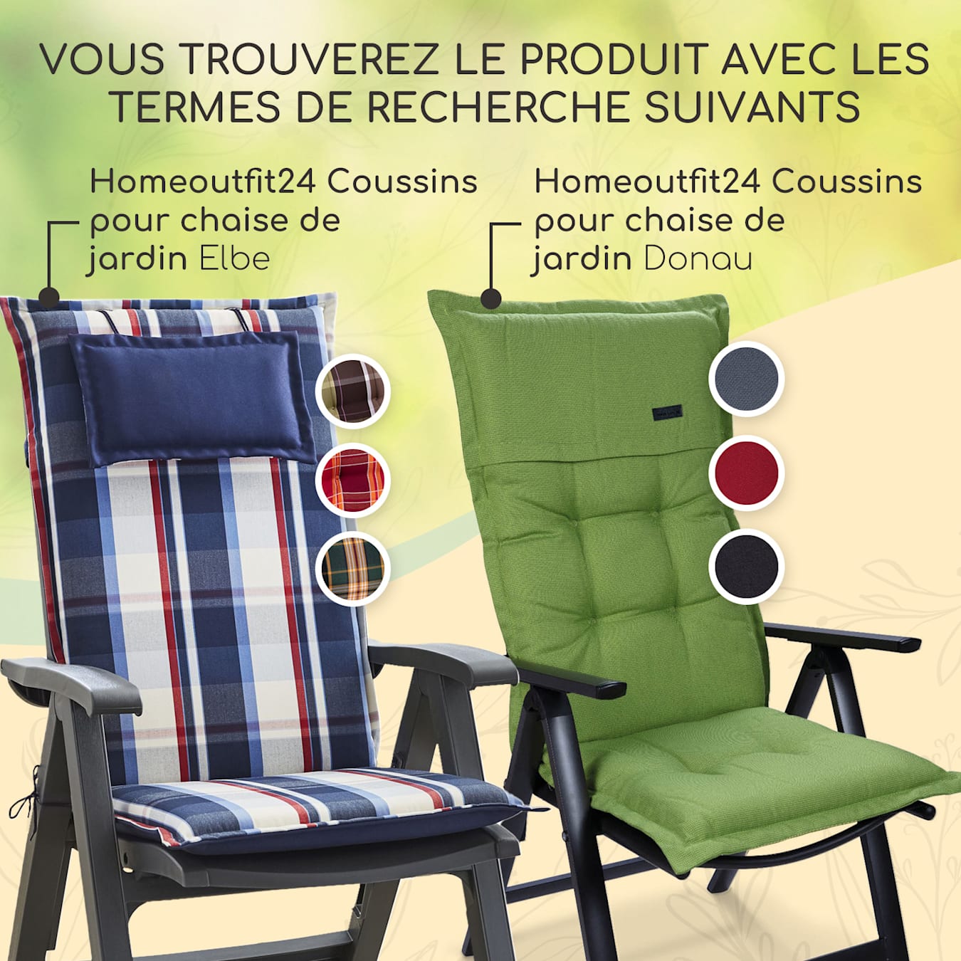 Sylt coussin de fauteuil appuie-tête pour dossier haut Polyester 50x120x9cm  4 x coussin de siege