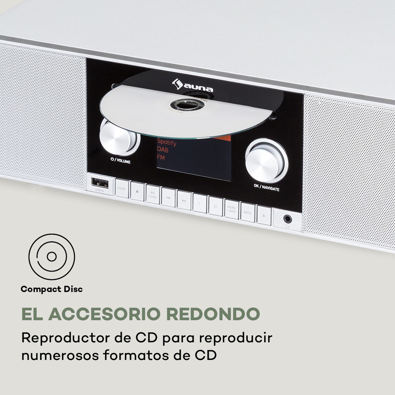 Reproductor de CD de radio portátil Boombox con Bluetooth y radio FM,  puerto USB, entrada AUX, conector para auriculares, reproductor de CD  compacto