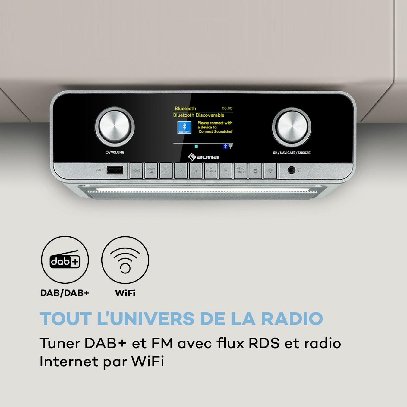 Auna - Radio de cuisine encastrable - Auna - Avec Bluetooth - Blanc - Radio  - Rue du Commerce