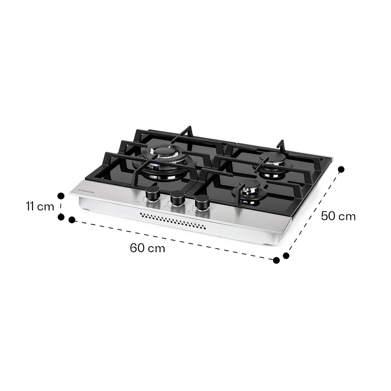 Placa de cocina 58cm para gas butano o propano con 3 quemadores y de acero  inoxidable MG 3630 X Meireles