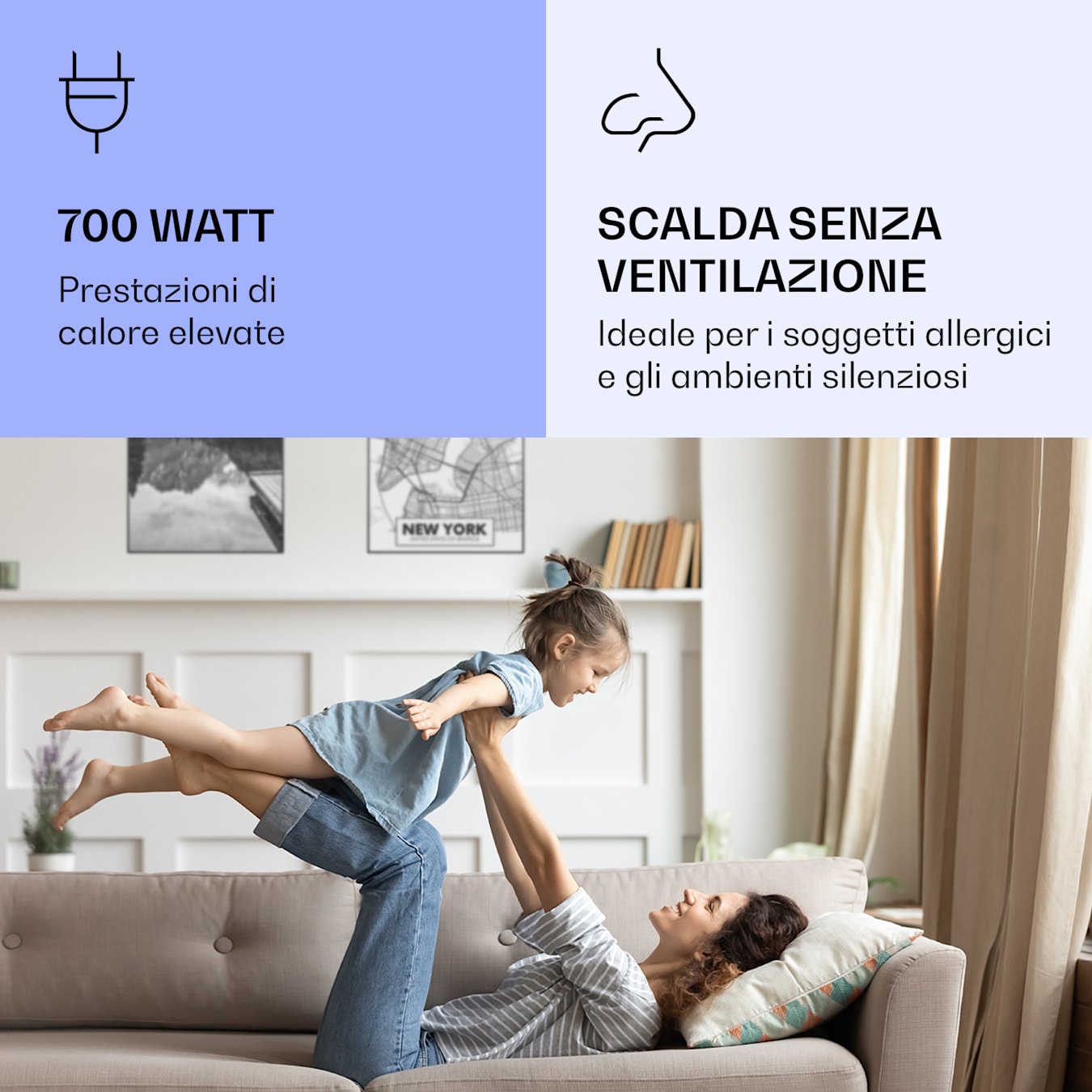 Wonderwall Smart - Stufa elettrica a infrarossi, pannello radiante, 100 x  120 cm, 1200W, IR ComfortHeat, WiFi: controllo con app, Installazione a  parete, Ideale per chi soffre di allergie