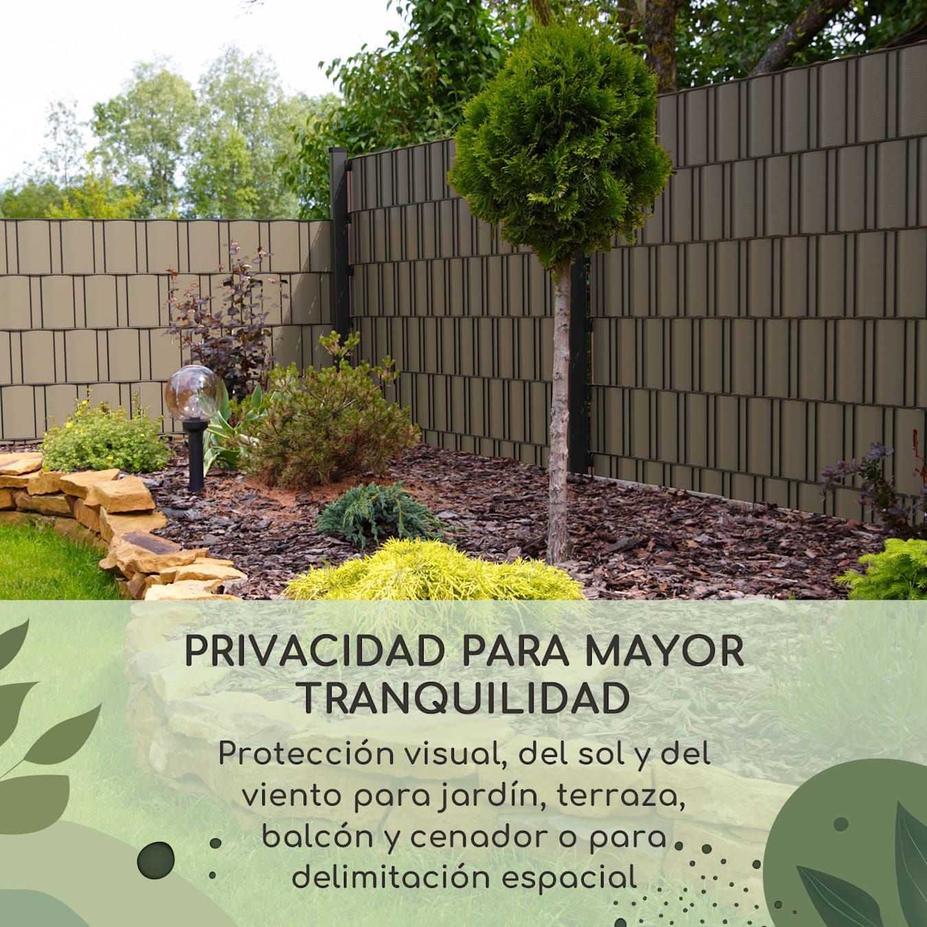 Tiras de protección visual para vallas plástico duro PVC 2,53 x 0,19 m Musgo