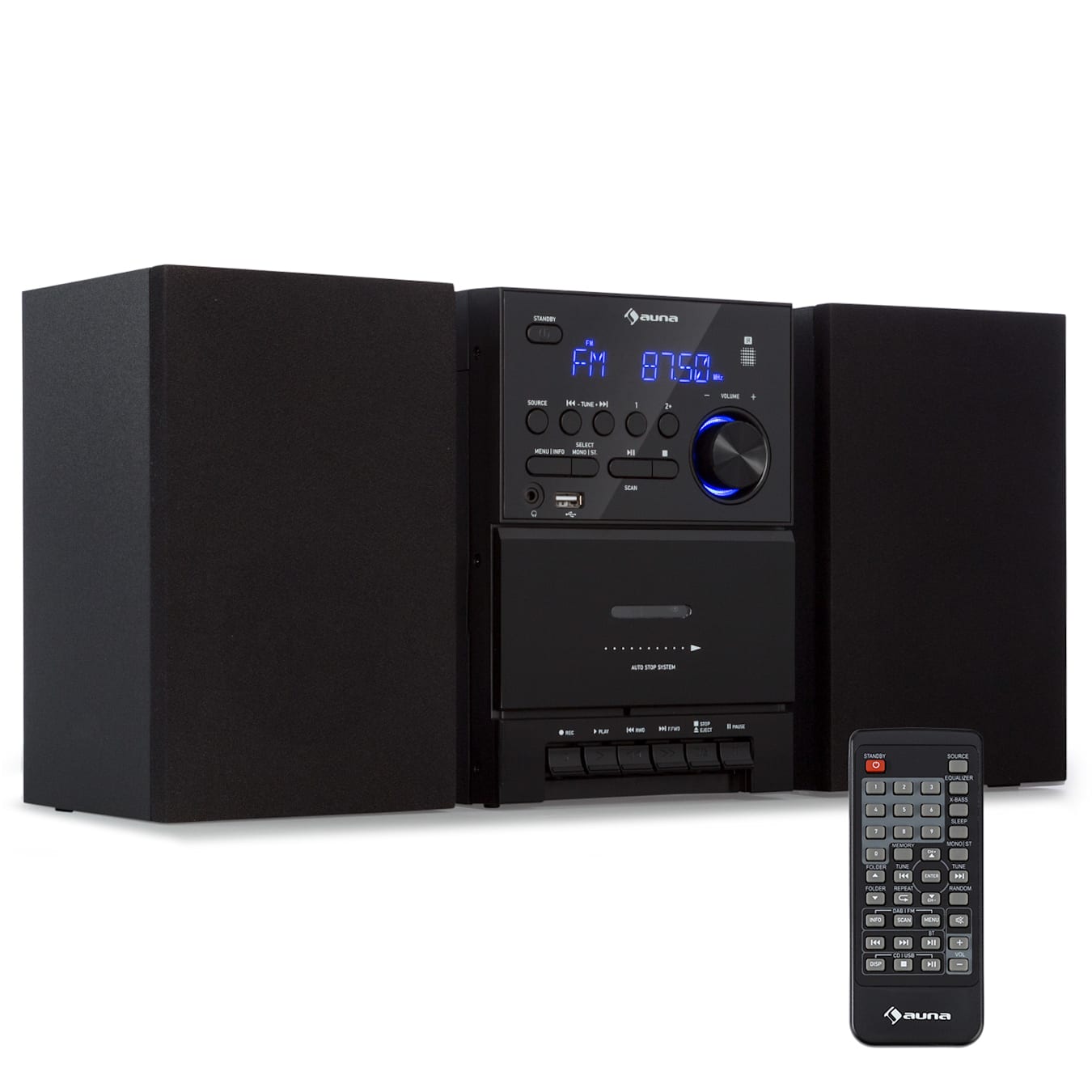 MC-40 DAB Equipo estéreo, Reproductor de CD, Casetera, Bluetooth, Radio  FM/DAB+, Pantalla LCD, Puerto USB, Salida frontal para auriculares de  3,5 mm
