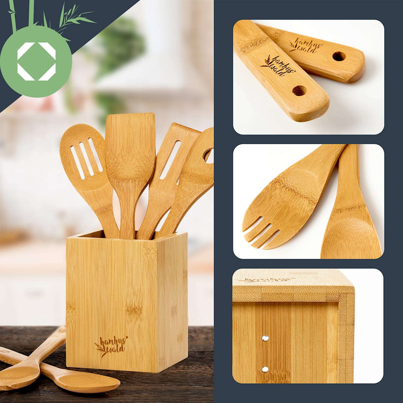 Set 3 utensilios cocina Madera Bambú INSPIRA