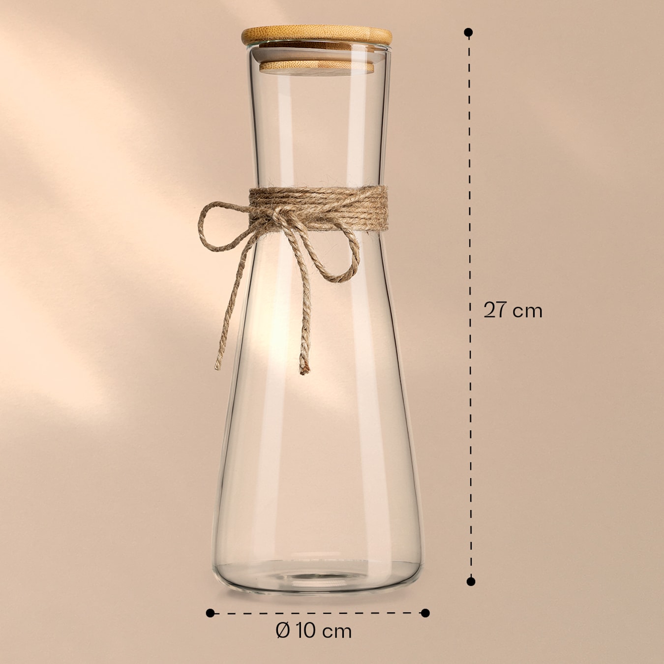 Carafe de verre avec couvercle en bambou Carafe à eau Récipient pour boire  Verre borosilicaté Verre à boisson Carafe en verre, Couvercle en bambou, Ruban de décoration