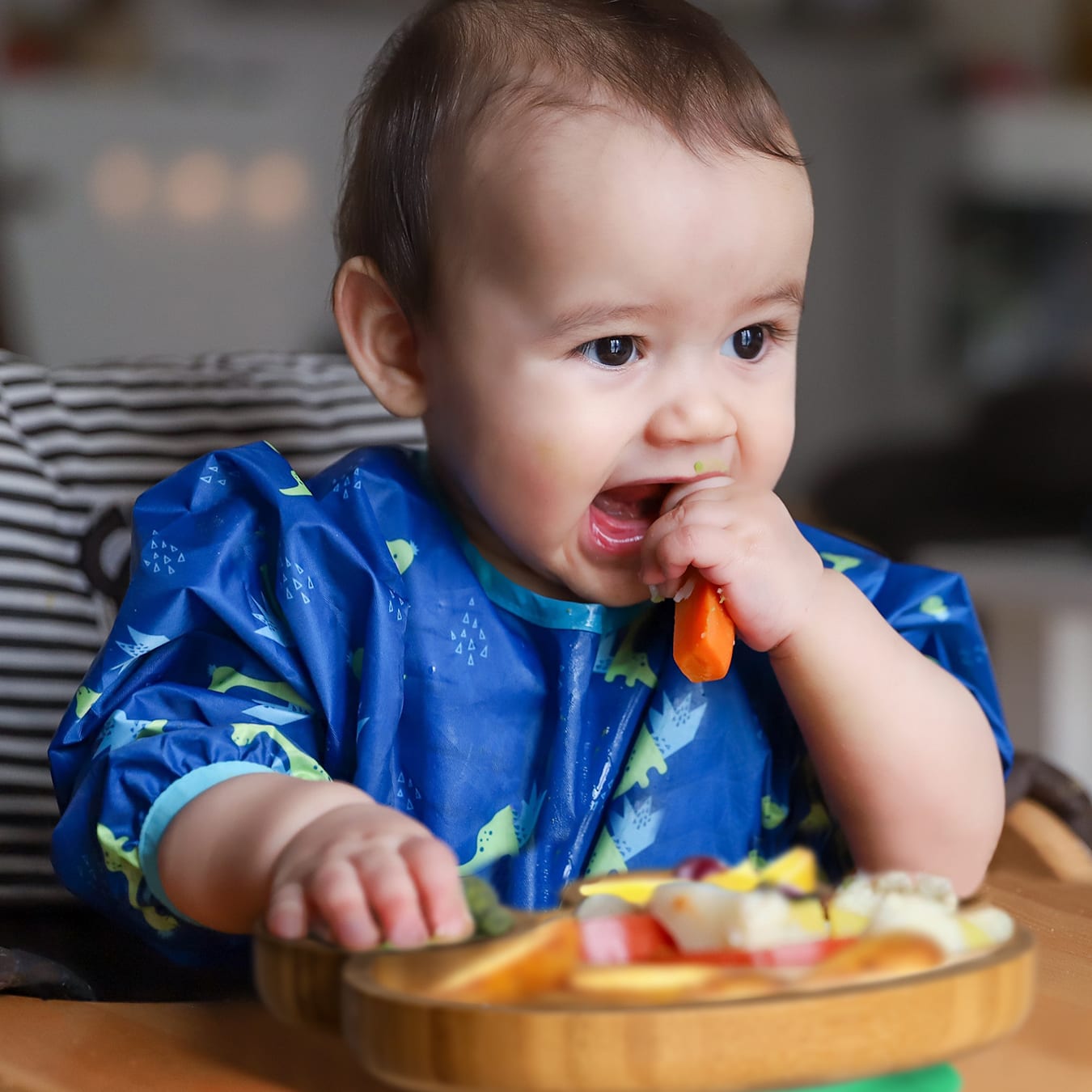 Vajilla infantil rana, plato y cuchara de bambú