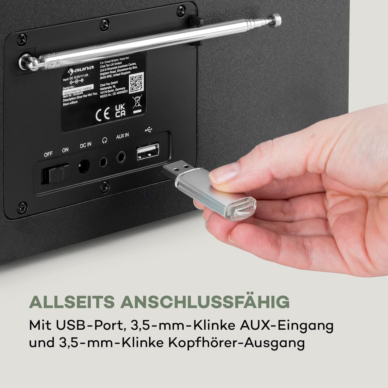 Renkforce Bluetooth Audio-Sender und -Empfänger mit Bluetooth-Adapter,  integrierter Akku, Koppeln Sie 1 oder 2 Bluetooth-Headsets/Lautsprecher  gleichzeitig