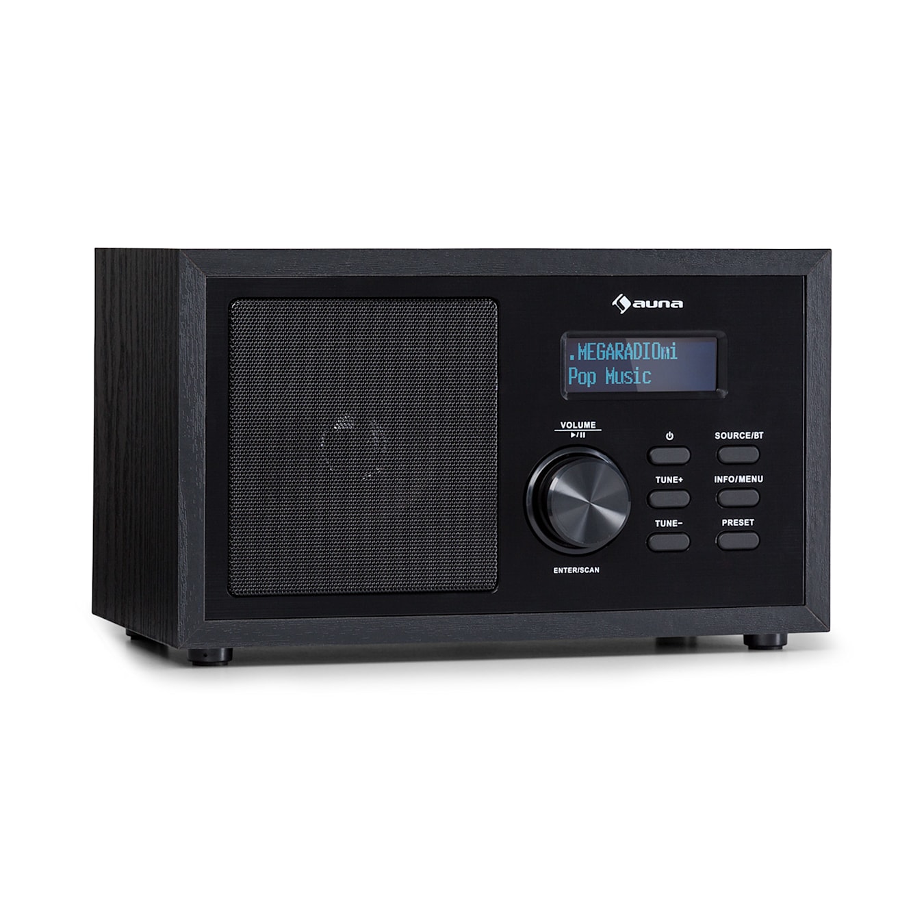 Ambient Radio DAB+/FM, Retransmisión Bluetooth: versión 5.0 con soporte  A2DP, Sintonizadores de radio: DAB/DAB+/FM, Pantalla LCD, Entrada AUX, Salida de auriculares