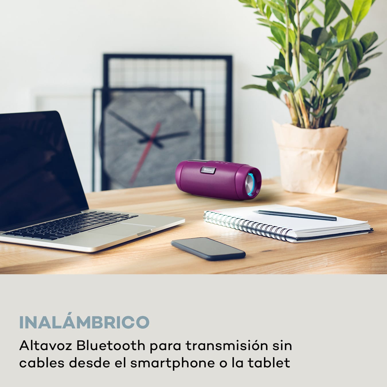 Como Funciona Altavoz Bluetooth Portatil Con Radio FM, Micro SD, USB y  Batería Liso Azul BBQ SPEAKER 