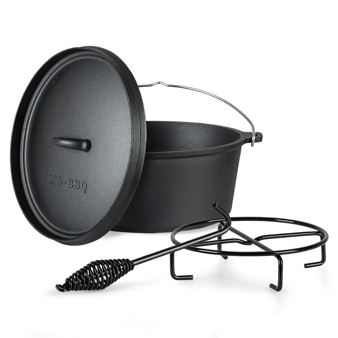 Galloway - Dutch oven 6.0, pentola in ghisa, Pretrattata, Con leva per  sollevare il coperchio e apposito supporto, Misura M: 6 qt/5,7 litri ca.  5,6 Ltr / 6 qt