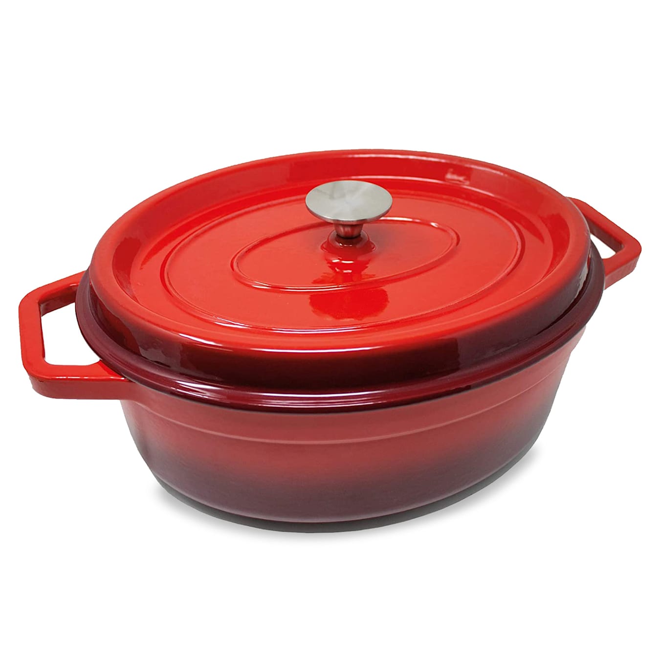 Podolica sauteuse, marmite, cocotte casserole, volume : 5,5 litres, fonte, émaillée, ovale, deux poignées, couvercle avec bouton en inox, passe  au four, pour tous les types de cuisinière, 40 5,5 Ltr.