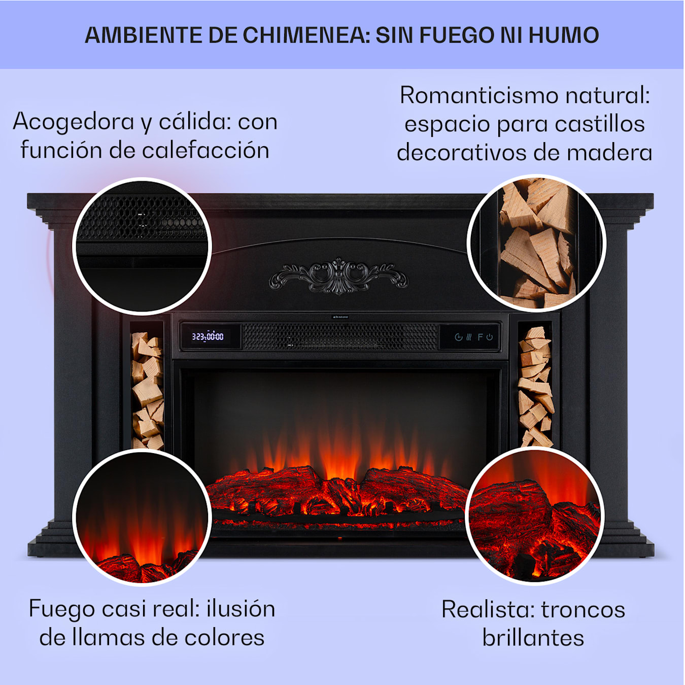 Chimenea eléctrica chimenea eléctrica realista empotrable con