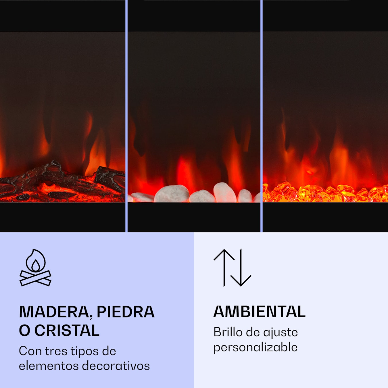  Chimenea eléctrica decorativa empotrada con llama LED