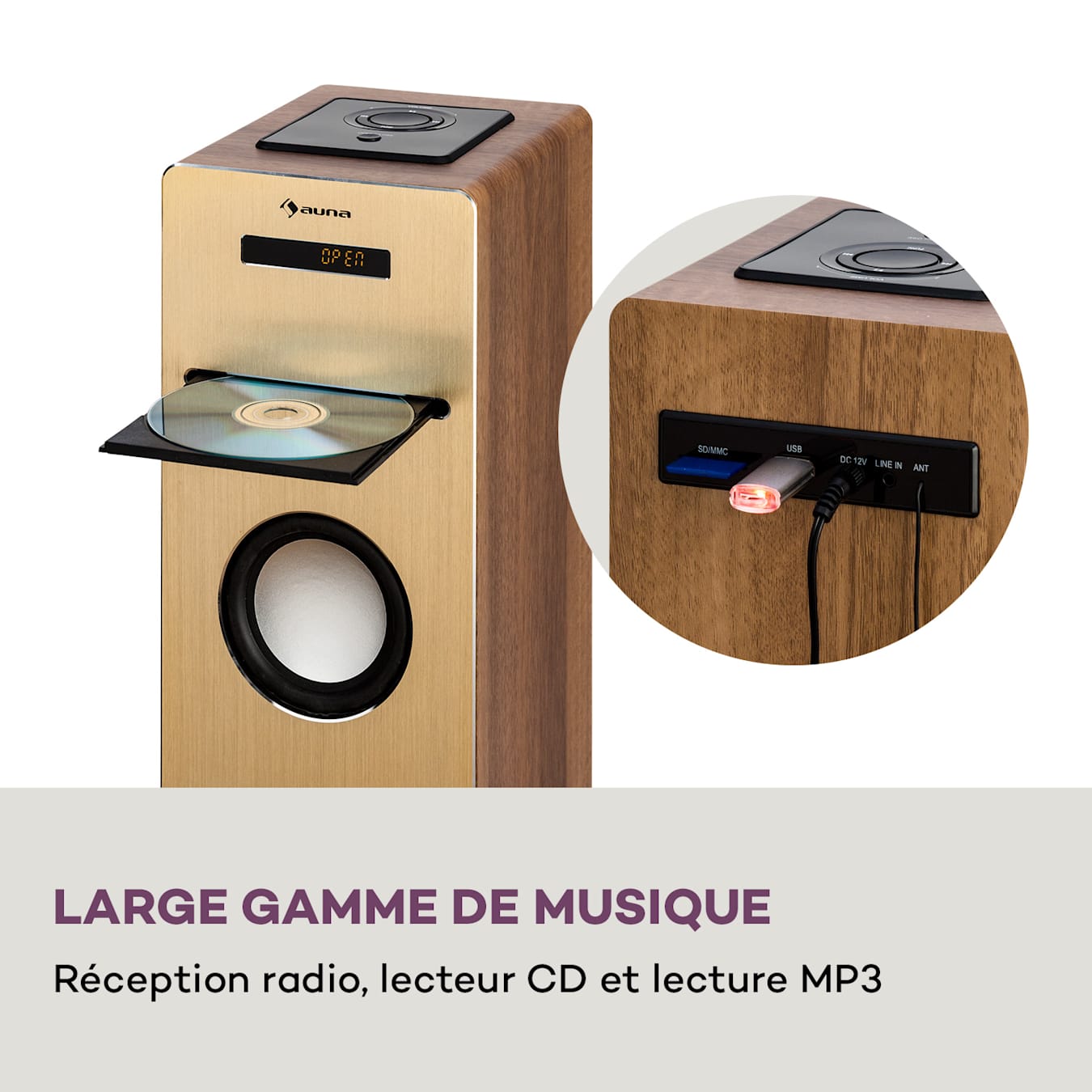 Lecteur CD portable avec enceintes stéréo